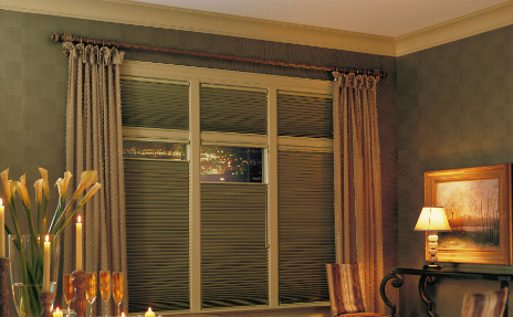 Duette Blinds in Bedroom at Night